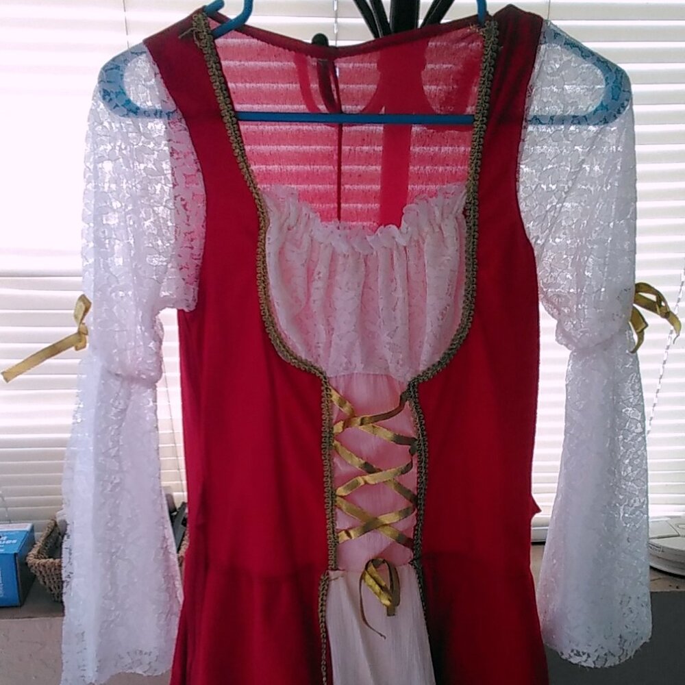 Red Christmas Krampus Holiday Costume Bavarian Dirndl Renaissance Faire Dress